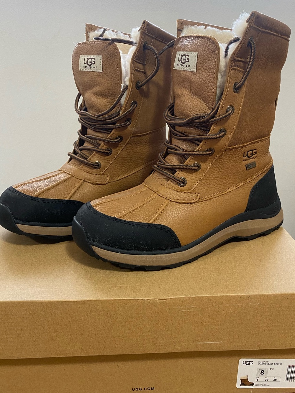 UGG Women’s Tan, Brown and Black Insulated Lace-Up Winter Boots
